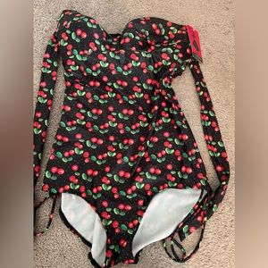 Unique Vintage cherry one piece swimsuit
